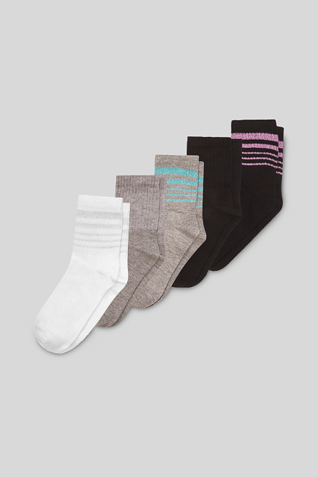 Kinder - Socken - 5 Paar - Glanz-Effekt - weiß