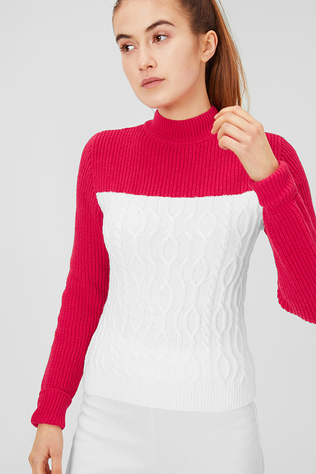 Sale-свитер-красный / кремовый