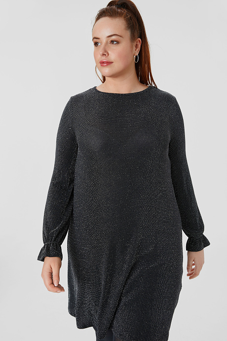 Sale-платье-блеск эффект-черный / серебристый