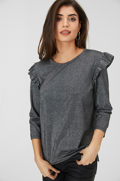 Sale-серебристый эффект блеска с длинным рукавом