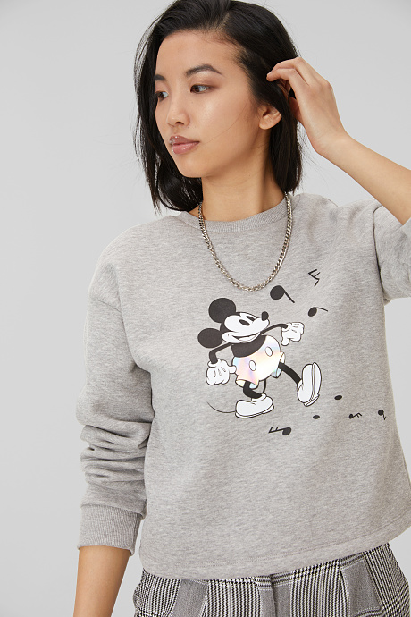 Sale - Sweatshirt - Micky Maus - grau-melange