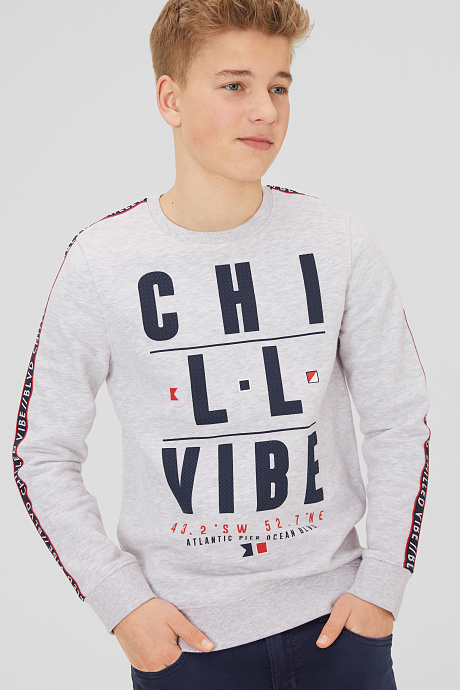 Kinder - Sweatshirt - Bio-Baumwolle - hellgrau-melange