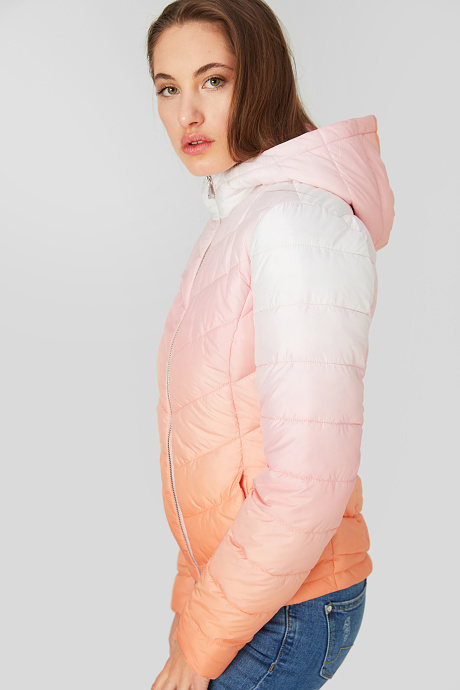 Damen - Steppjacke - weiß / rosa