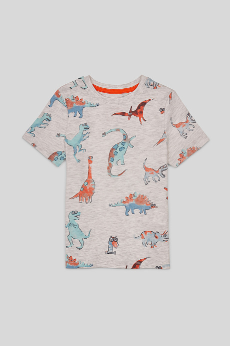Kinder - Kurzarmshirt - Bio-Baumwolle - weiß-melange