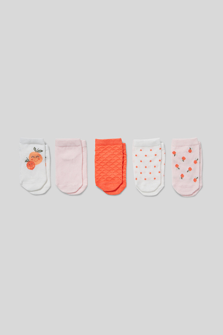 Babys - Baby-Socken - 5 Paar - weiß / rosa