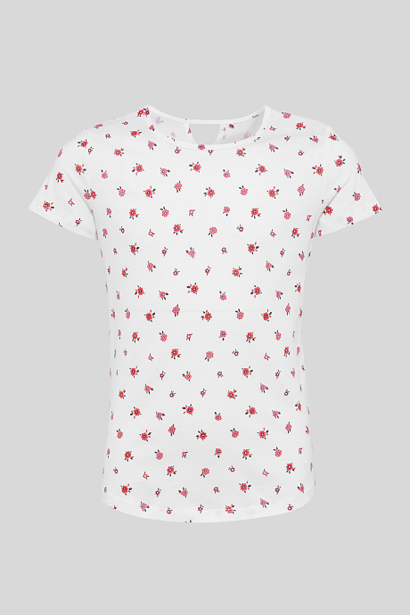 Детская рубашка с коротким рукавом - органический хлопок-белый / красный