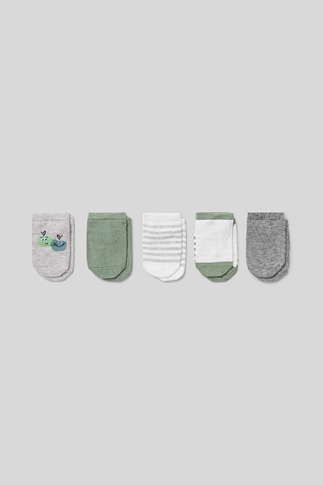 Babys - Baby-Sneakersocken - 5 Paar - grau / grün