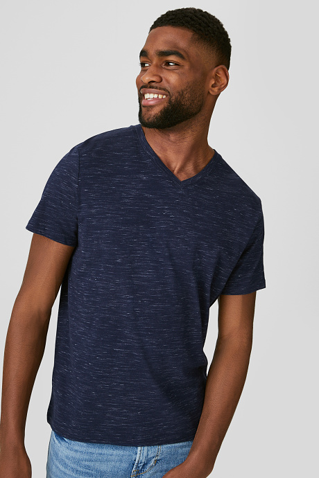 Herren - T-Shirt - dunkelblau-melange