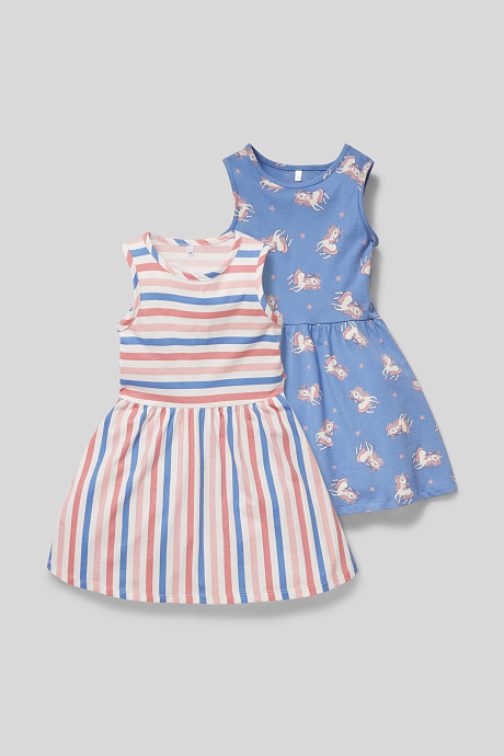 Детское платье-органический хлопок - 2шт-синий