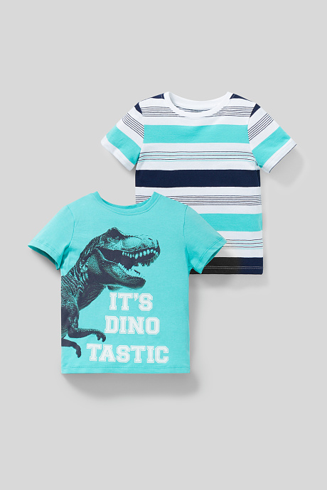 Kinder - Kurzarmshirt - Bio-Baumwolle - 2er Pack - mintgrün