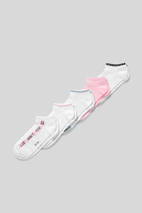 Продажа-носки для кроссовок-5 пар-белый / розовый
