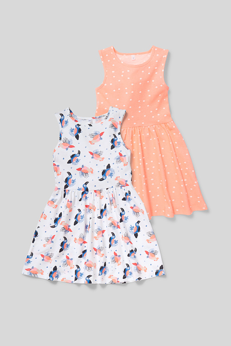 Kinder - Kleid - Bio-Baumwolle - 2er Pack - weiß / pink