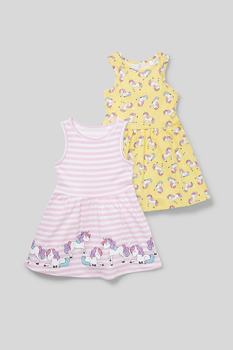 Детское платье-органический хлопок - 2шт-белый / розовый