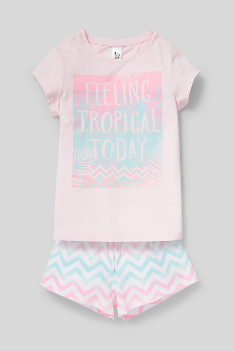 Kinder - Shorty-Pyjama - Bio-Baumwolle - 2 teilig - rosa