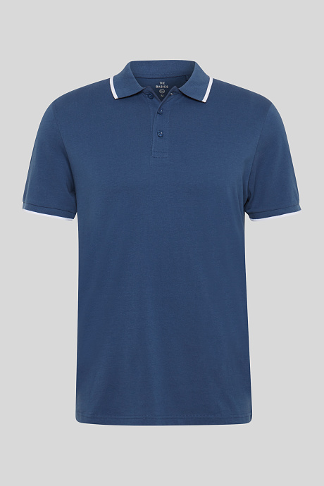 Herren - Poloshirt - Bio-Baumwolle - dunkelblau / weiß