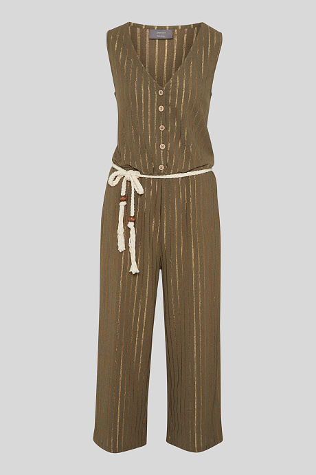 Продажа комбинезон с поясом-полосатый-эффект блеска-зеленый