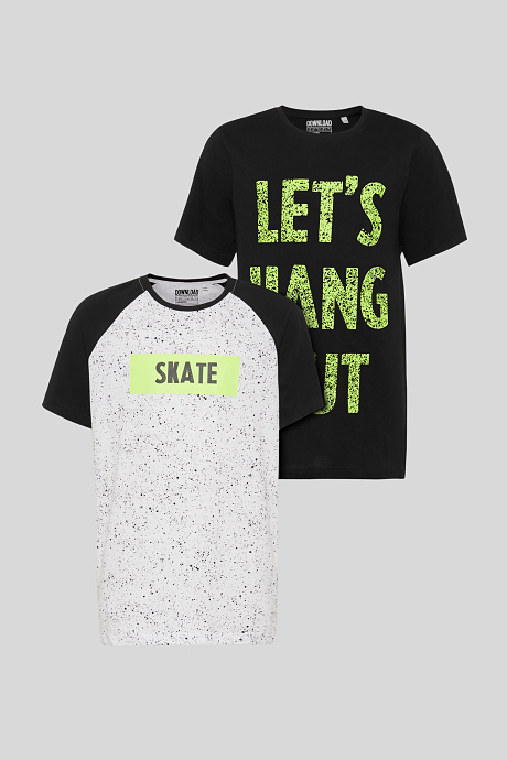 Детская рубашка с коротким рукавом-органический хлопок - 2шт-черный / белый