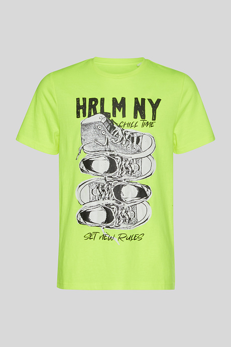 Детская рубашка с коротким рукавом-неоновый желтый