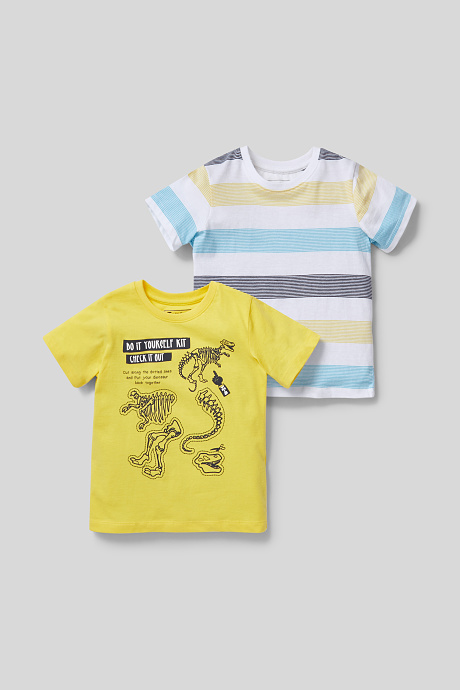 Kinder - Kurzarmshirt - Bio-Baumwolle - 2er Pack - gelb