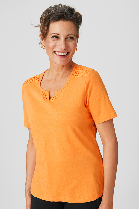 Продажа футболки-органический хлопок-оранжевый