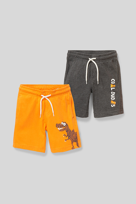 Sale - Dino - Sweatshorts - 2er Pack - orange