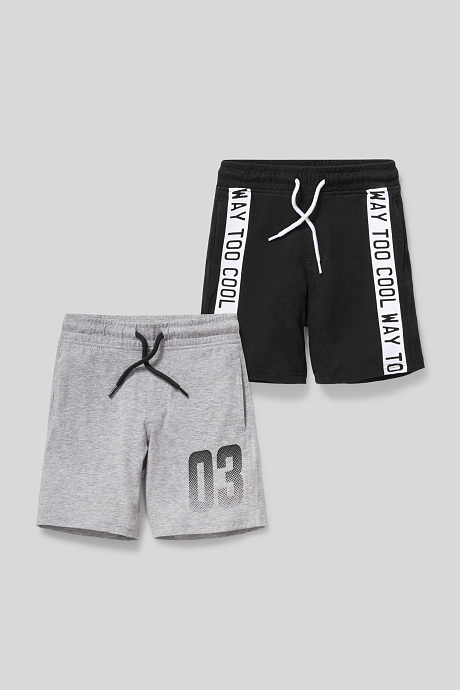 Продажа-Sweatshorts-2шт-серый / черный