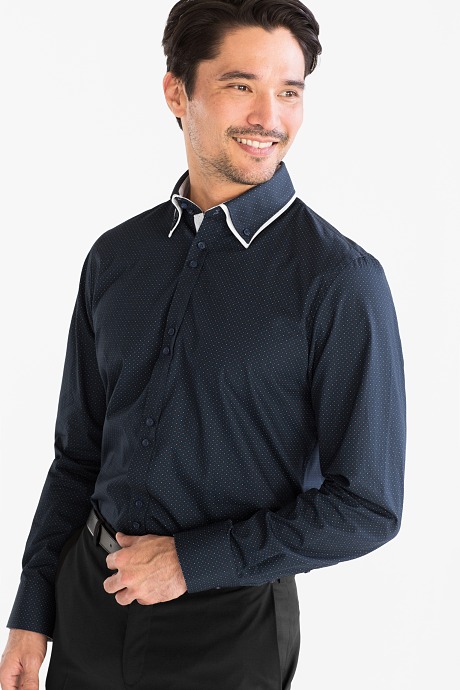 Businesshemd - Slim Fit - Button down - gepunktet