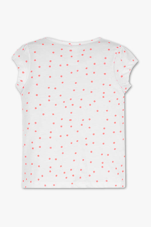 White shirt with pink polka dots Clearance