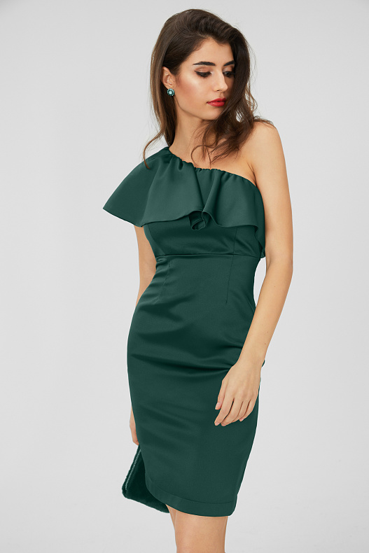 Распродажа-платье-футляр-празднично-темно-зеленый