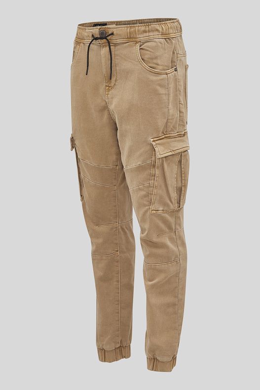 tapered cargo trousers mens