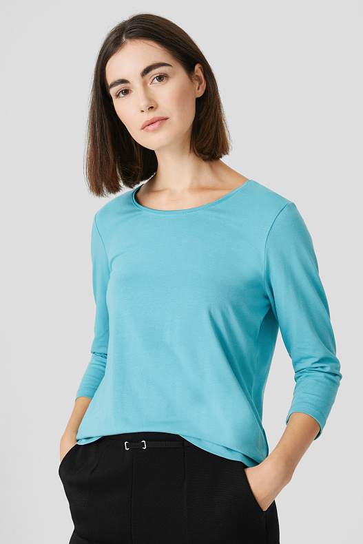 Продажа - рубашка с длинным рукавом-бирюзовый