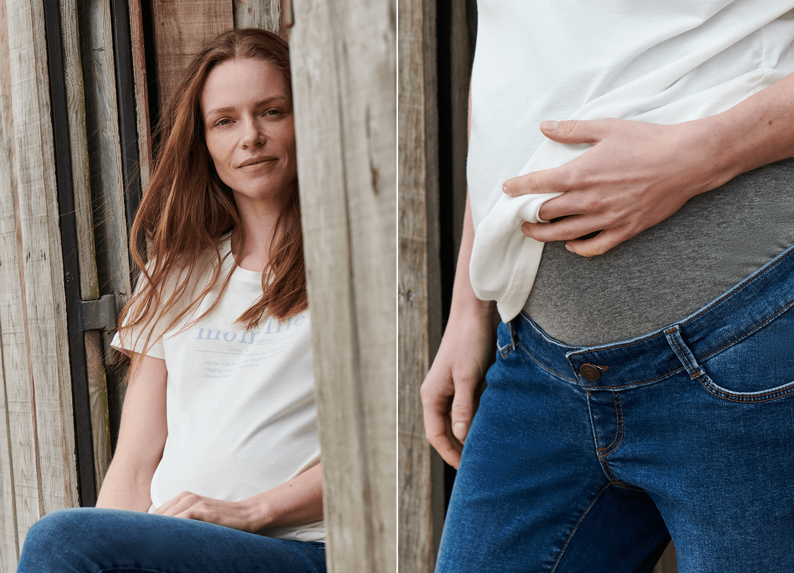 Un pantalon de grossesse et un haut blanc forment un look confortable irrésistible.
Pantalon de grossesse avec un bandeau de soutien couvrant tout le ventre pour une sensation de bien-être supplémentaire.