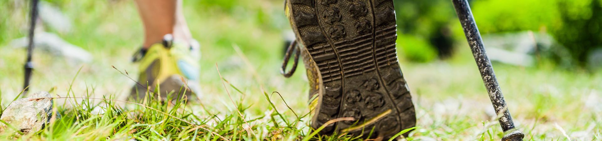 Close-up of Nordic walking equipment: Nordic walking improves endurance and fitness.