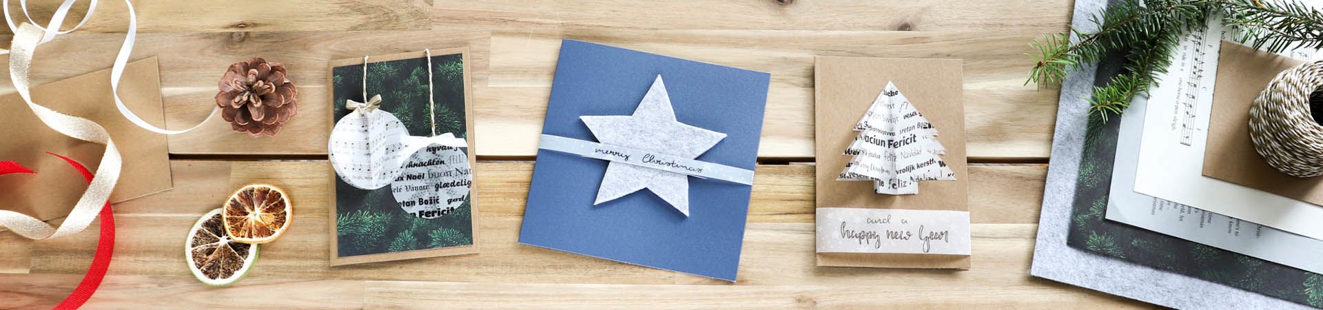 Step-by-step instructions and inspirations for home-made Christmas cards.