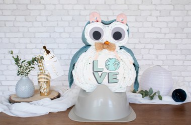 Owl diaper cake