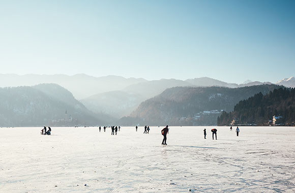 Eislaufen in der Schweiz.
