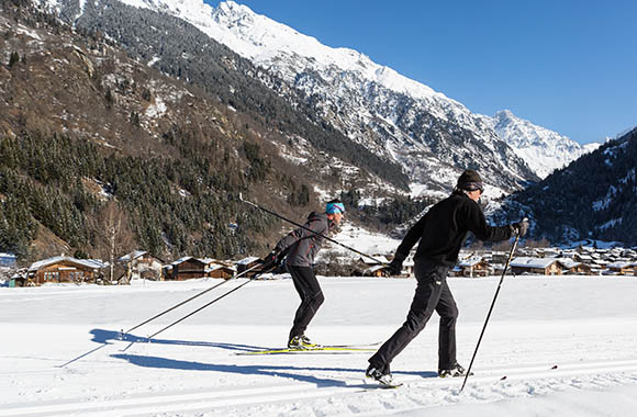 Langlaufgebiet Verbier: Zwei Langläufer. Langlaufgebiet Verbier: Zwei Langläufer.