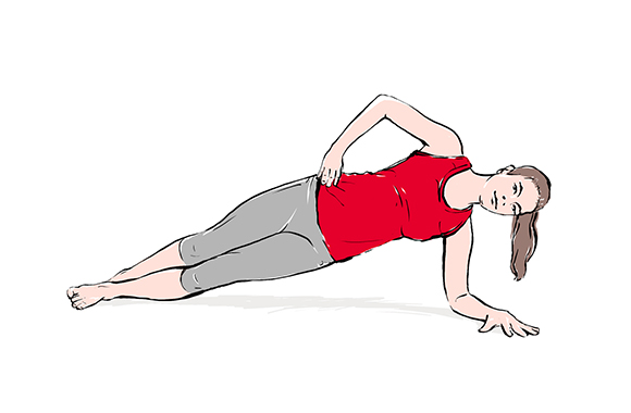 Grafico di una donna che esegue il plank laterale. Grafico di una donna che esegue il plank laterale.