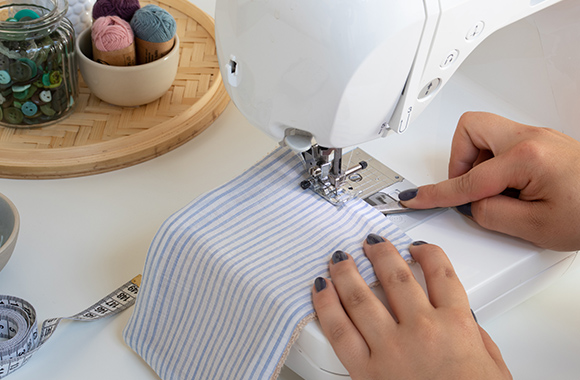 Decorative stitch to close the opening and to hold the shape. Decorative stitch to close the opening and to hold the shape.