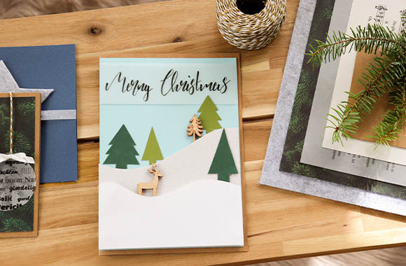 Various DIY craft instructions and ideas for beautiful and creative Christmas cards.