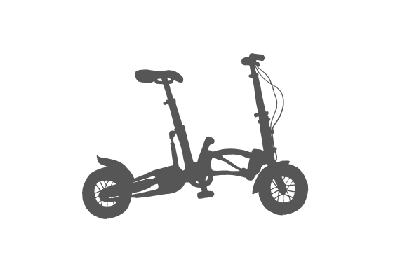 Ilustración de una bicicleta plegable