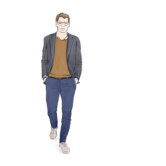 Un homme opte pour le look smart casual. Il s'habille de manière sportive et élégante. Un homme opte pour le look smart casual. Il s'habille de manière sportive et élégante.