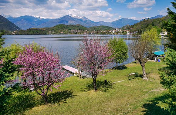 Pista ciclabile laghi di Avigliana: vista sul Lago Grande di Avigliana. Pista ciclabile laghi di Avigliana: vista sul Lago Grande di Avigliana.