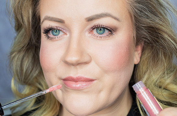 Soft and shiny lip gloss rounds off the New Year’s Eve look.