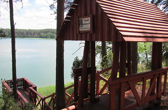 Widok na jezioro Wdzydze z punktu widokowego w Przytarni.