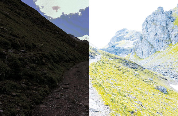 Photo editing - a photo with high and low brightness. Photo editing - a photo with high and low brightness.