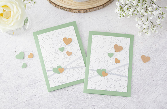 Silver wedding invitation ideas: finished invitation card with hearts. Silver wedding invitation ideas: finished invitation card with hearts.