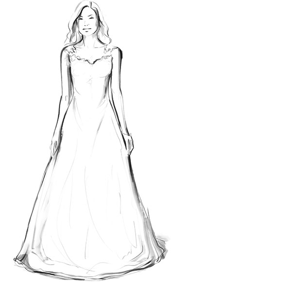 Schlichtes Brautkleid im A-Linien-Schnitt