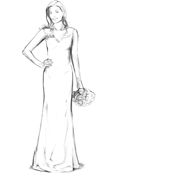 Schmal geschnittenes schlichtes Brautkleid mit H-Linie Schmal geschnittenes schlichtes Brautkleid mit H-Linie