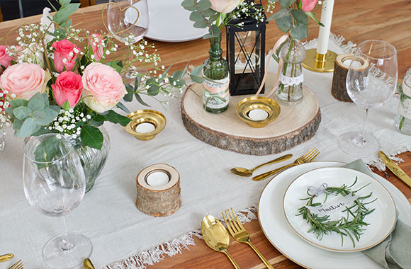 Tafel decoratie voor de bruiloft